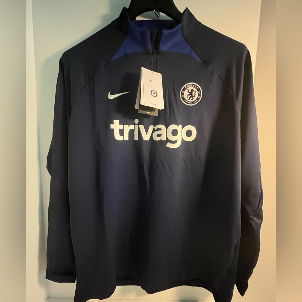 Nike Exclusive Chelsea Dri-Fit Strike Drill Stretch Active Top sz XL Navy/White - Picture 6 of 14